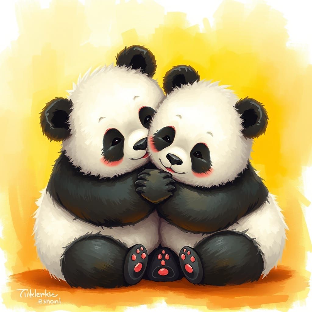 Adorable pandas painting - Adorable pandas painting