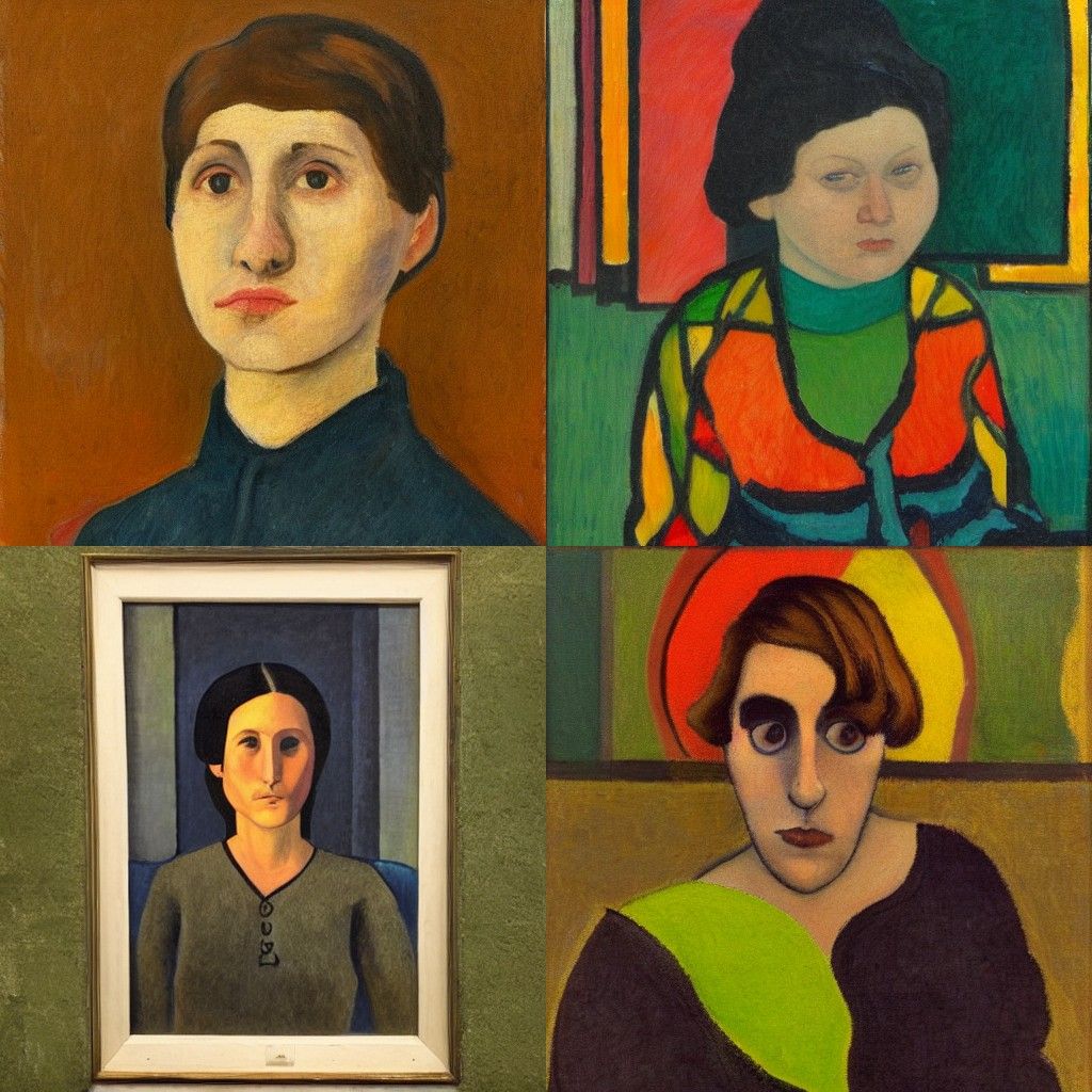 A portrait in the style of Synthetism