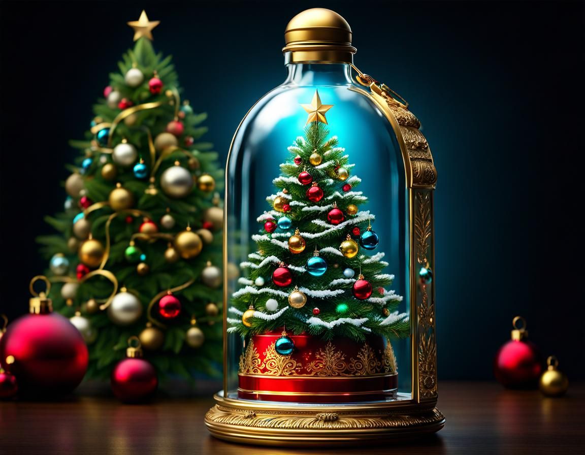Christmas tree in a bottle - AI Generated Artwork - NightCafe Creator
