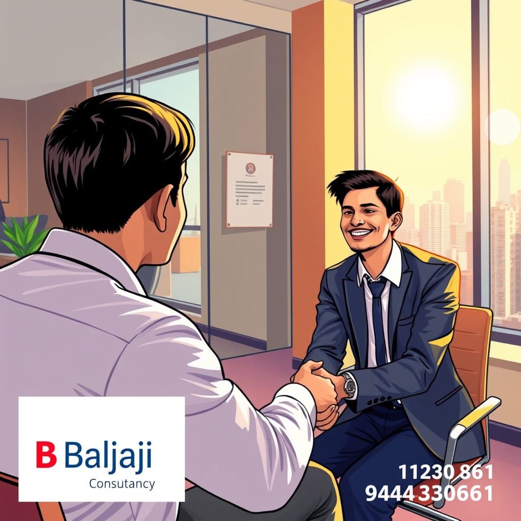 A JOB PLACEMENT AGENCY HELPING JOB SEEKER TO GET THEIR DESIRED JOB.
USE THE NAME BALAJI CONSULTANCY IN THE BACK GROUND O...