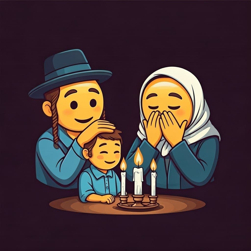 Haredi Father Blesses His Son on Shabbat Night