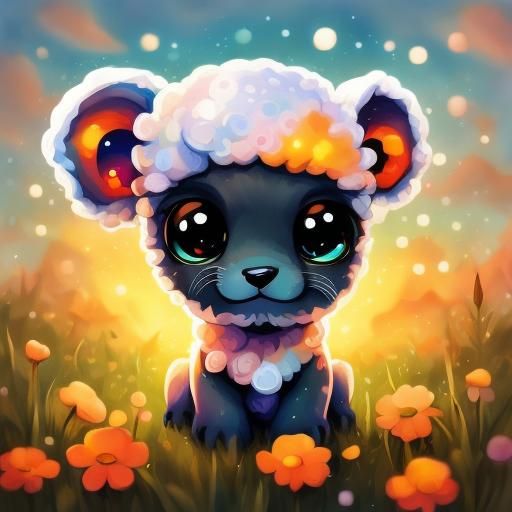 <lora:Cartoon bokeh v8:1.0> adorable chibified baby puppy, big round eyes, sunset meadow