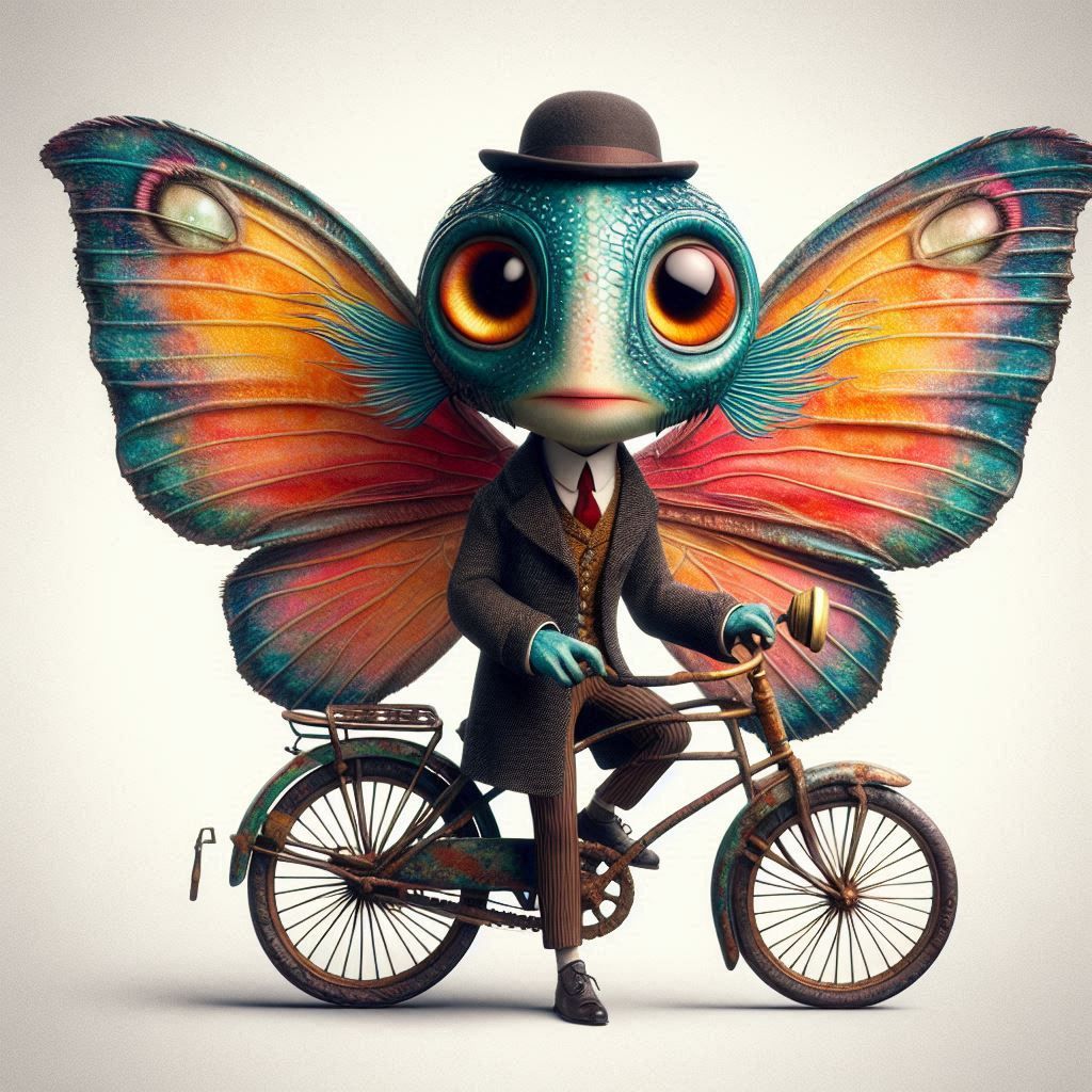 Sometimes Monsieur Butterfly didn't mind riding a bike.