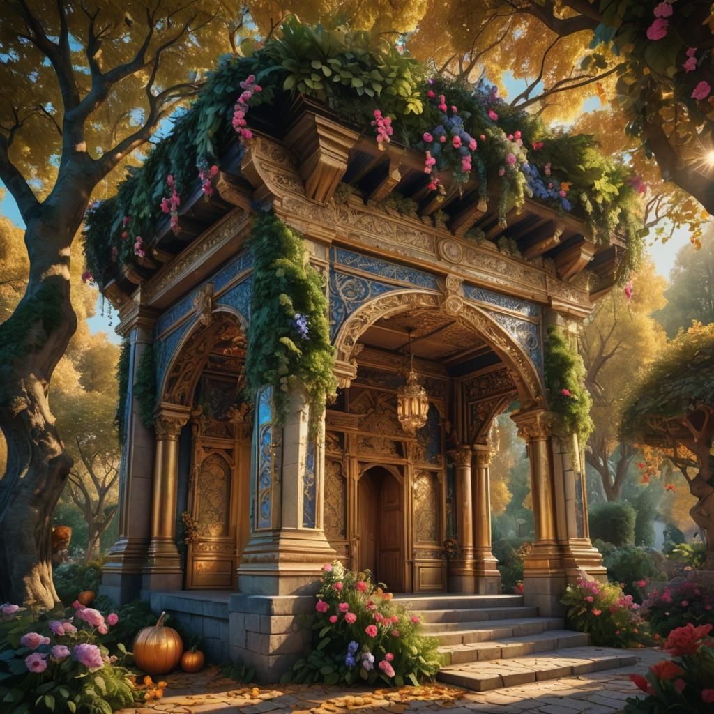 Lavish Sukkah in Baroque Fantasy Forest