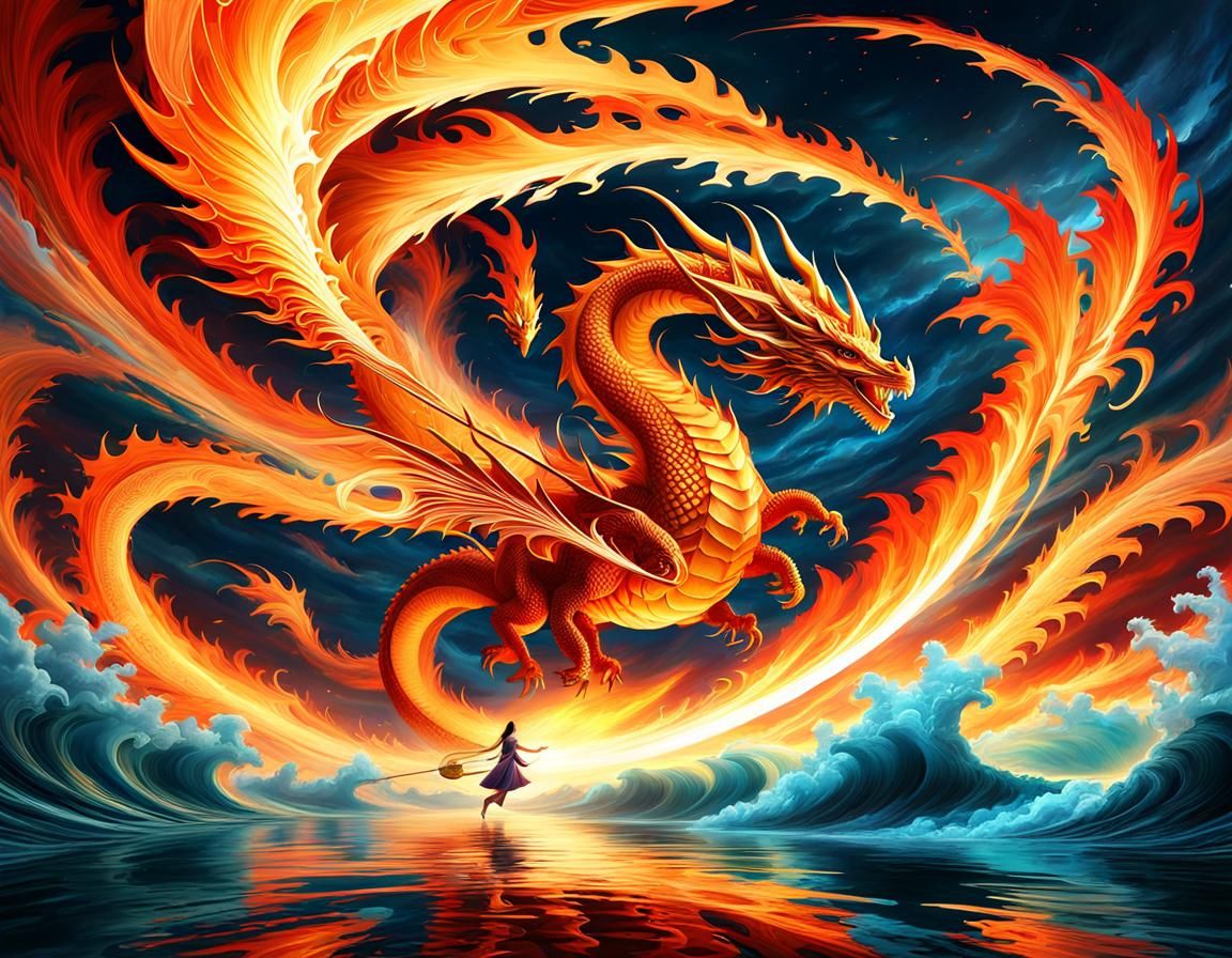 Flying Fire Dragon - AI Generated Artwork - NightCafe Creator