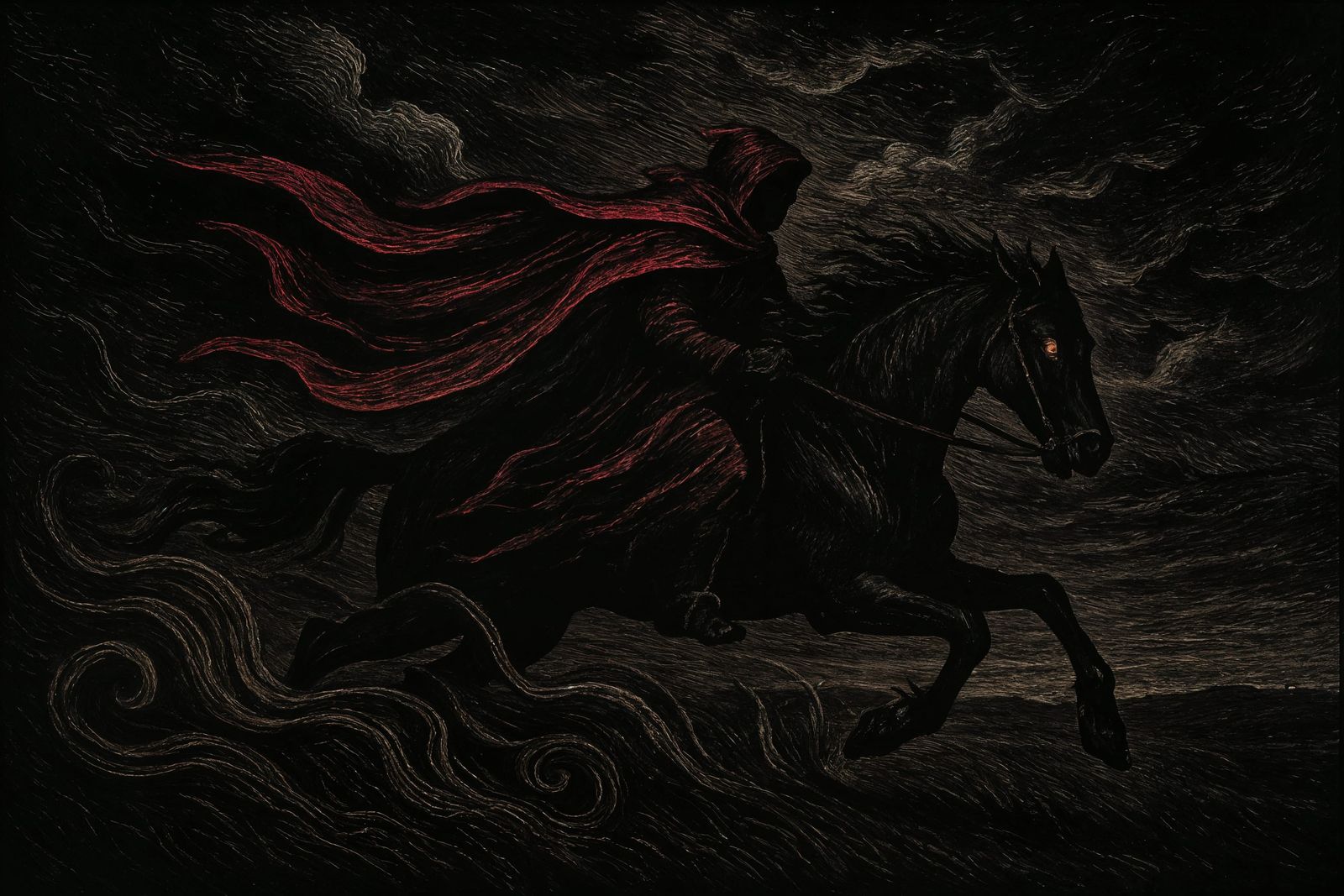 The Red Cloaked Rider  by @Mormookiee