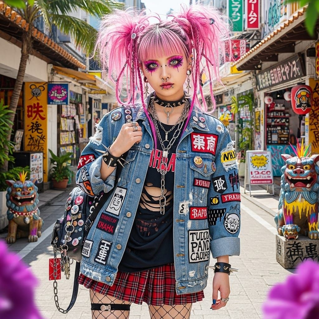 punk gyaru girl in Okinawa, Shibuya and Harajuku style