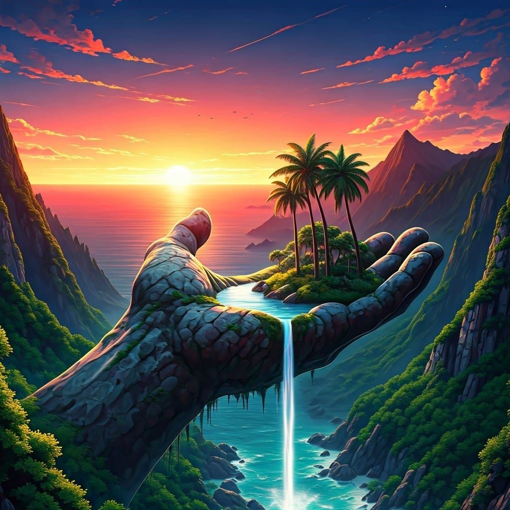 "Palm tree" with Palms *a little pun*   by @Tari