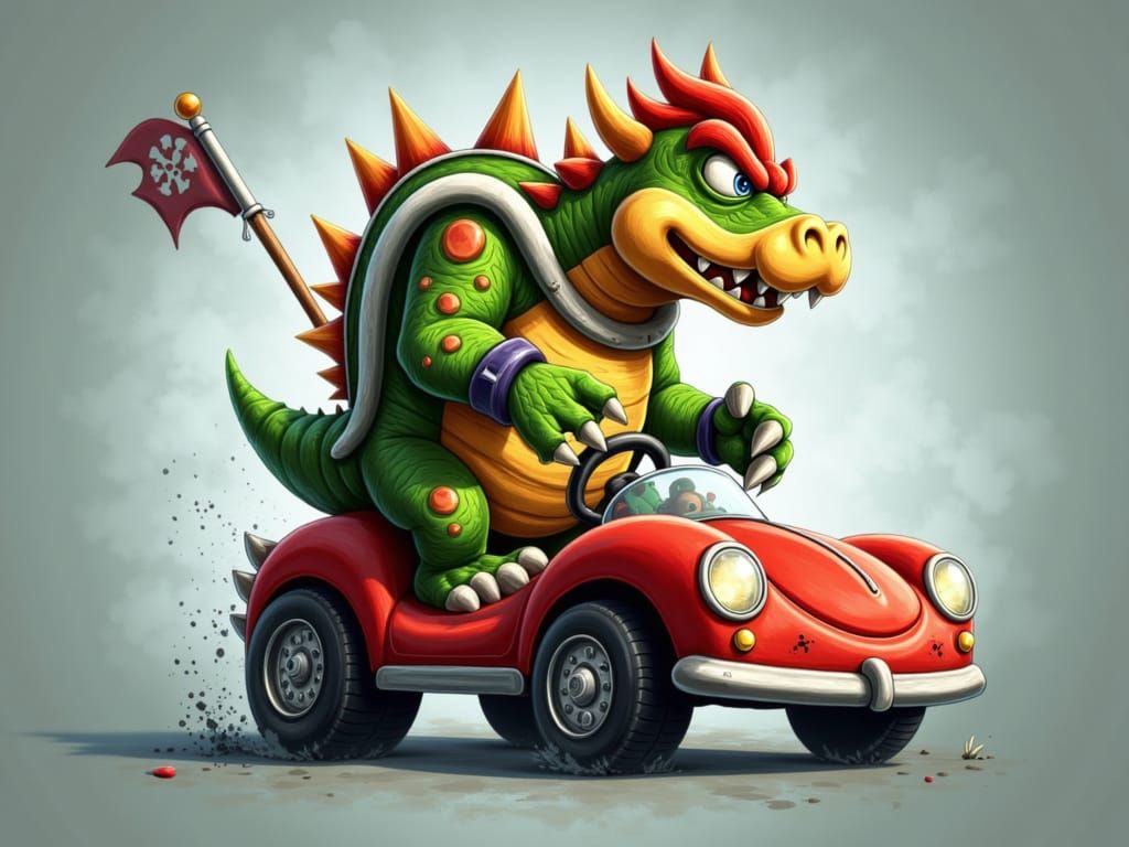 <lora:mindblown:1.0> Bowser, Mario Cart