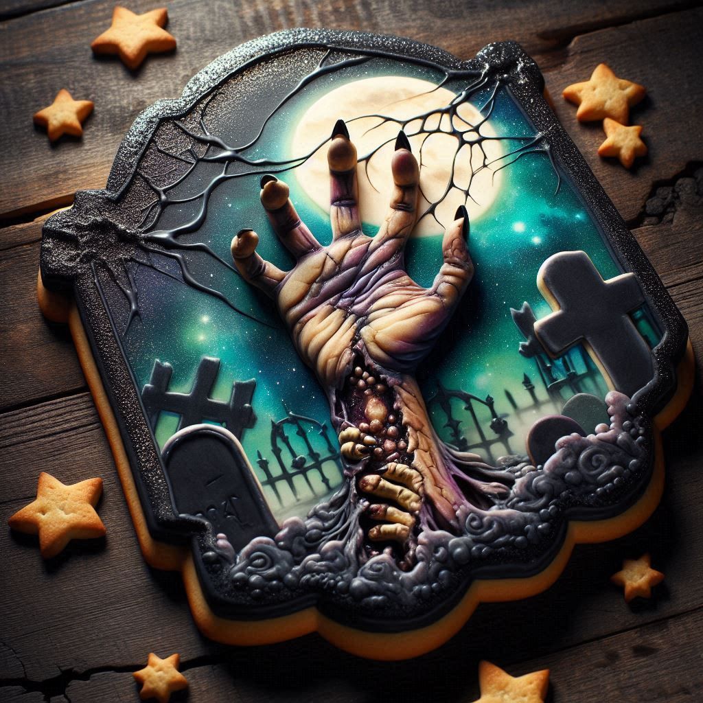 Halloween grave zombie cookies