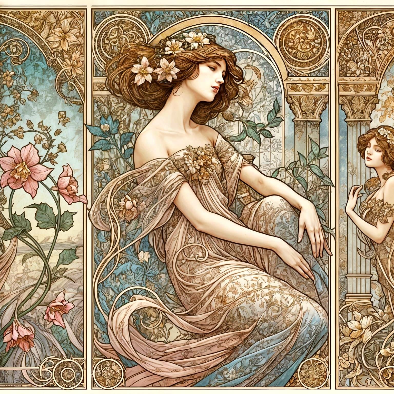 Alphonse Mucha serene woman