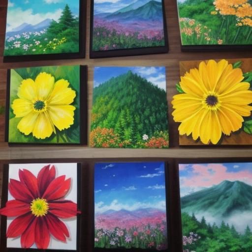Anime forest clearing with flowers of many colours. Beautifu...