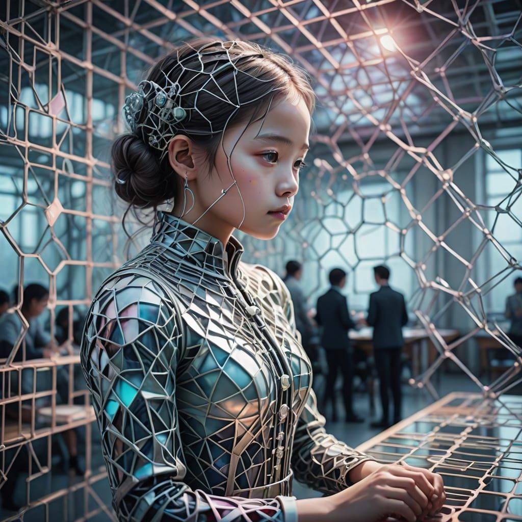 Furturistic classroom, children part of the matrix of learning 