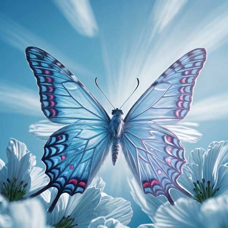 Magical Cat with Butterfly: Hyperrealistic Macro Shot