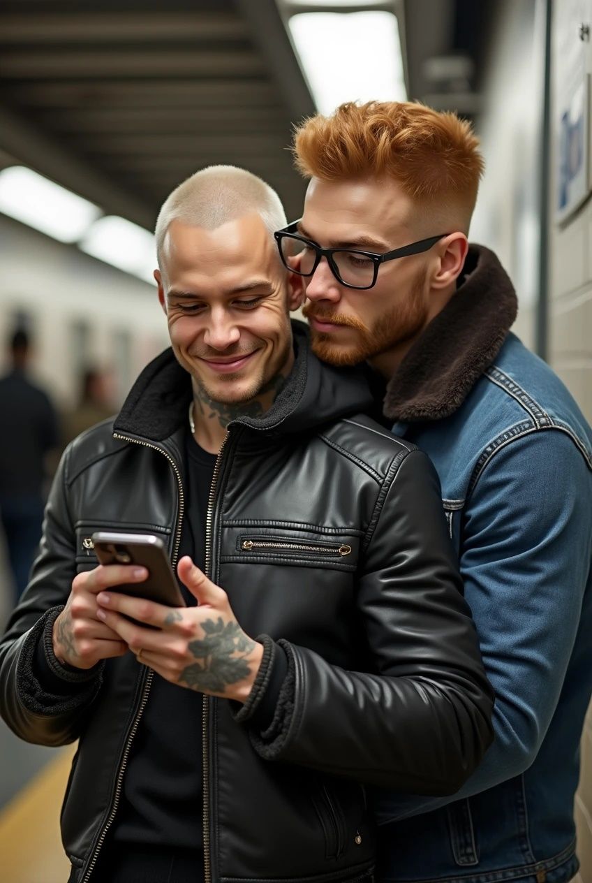 Cute Gay Couples On Subway Train