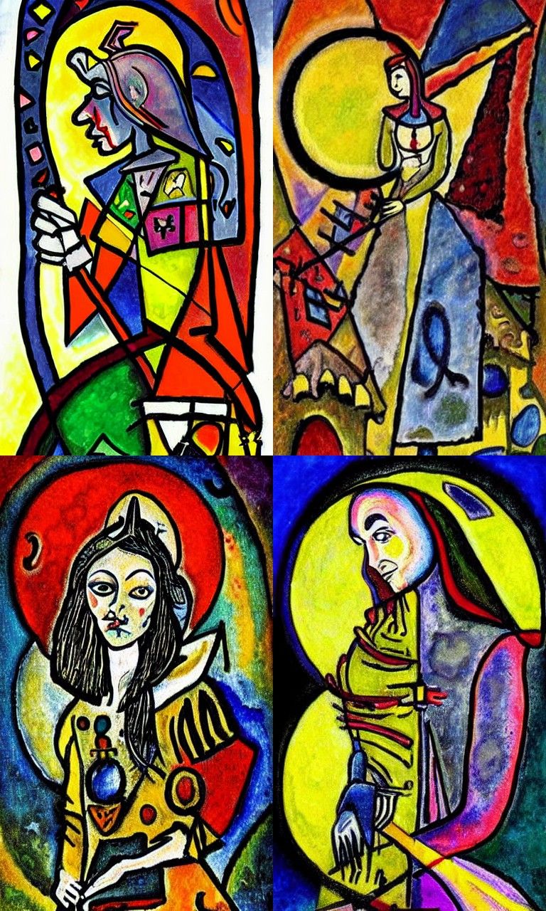Portrait of medieval witch Kandinsky detailed painting digit...