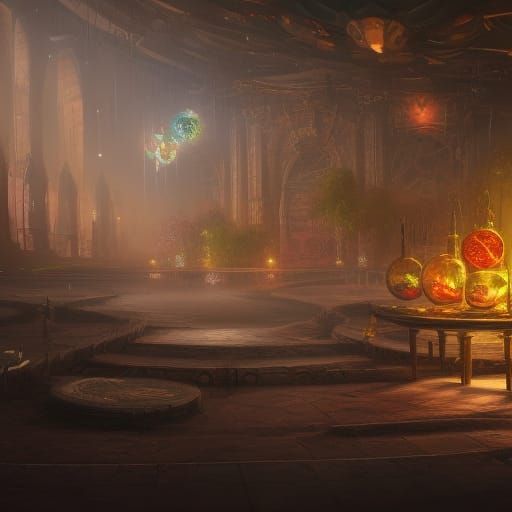 Detailed Chemical Elements Table in Fantasy Style