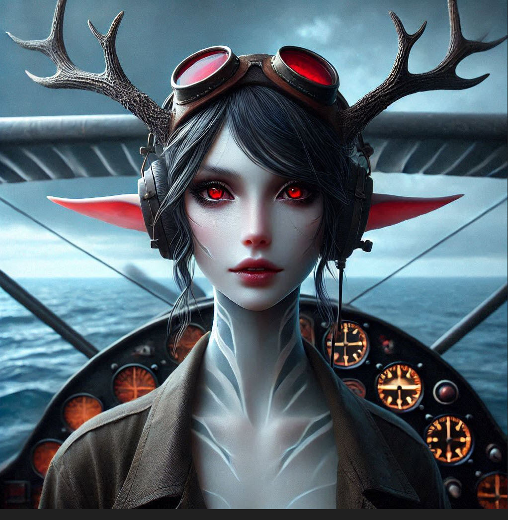 Backdoor als vliegenier Amelia Earhart  by @Abra