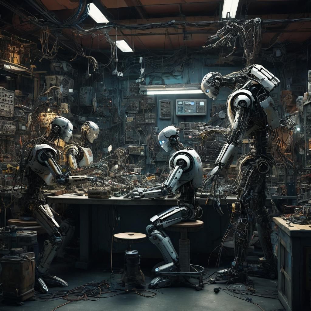 A striking scene from West World, showcasing the inner worki...