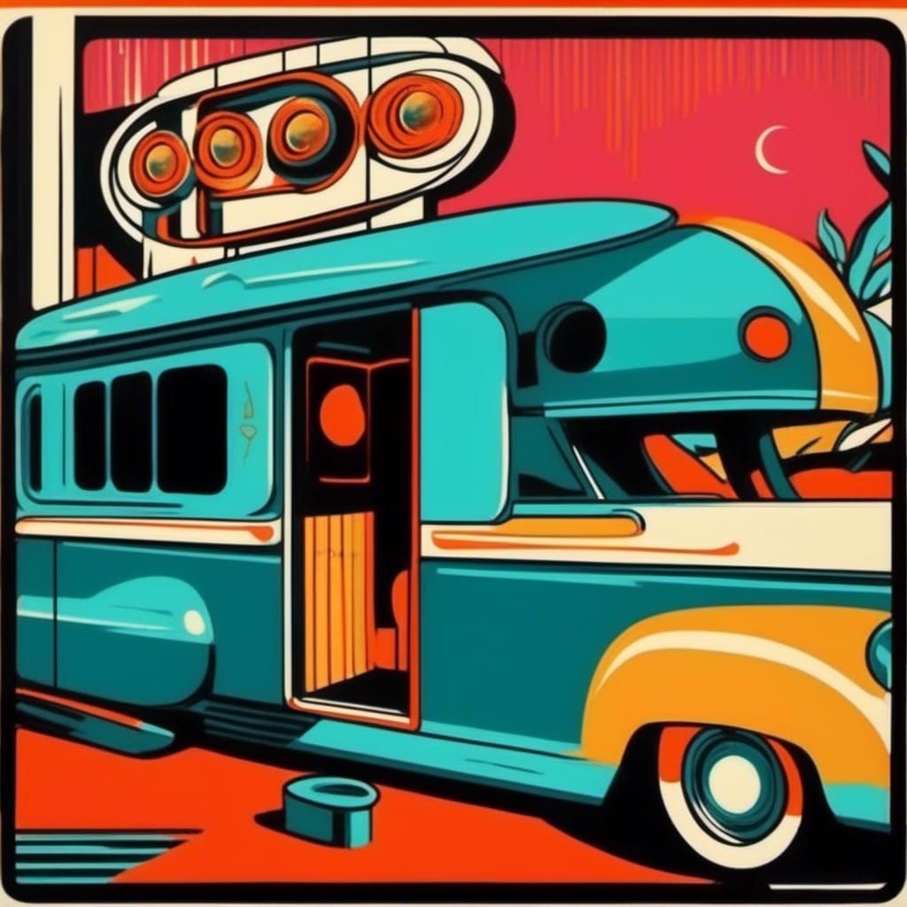 <lora:Retro Sci-Fi Utopia:0.6>
Liminal space type retrofuturistic Googie style exterior. Vintage Pop Art.