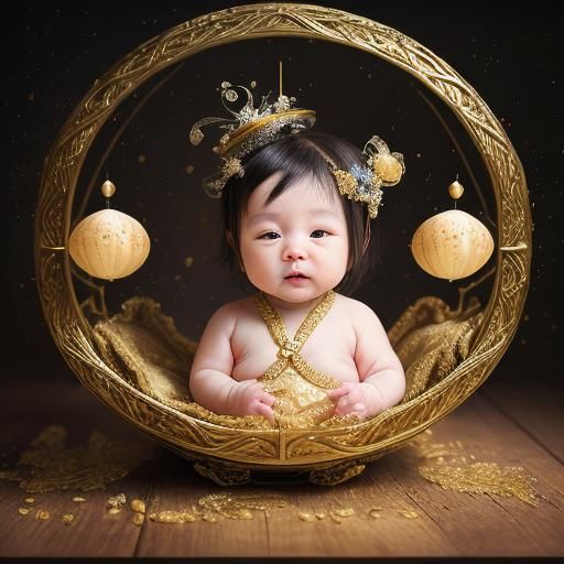 Surrealist Giant Baby on Stage, Salvador Dali Style