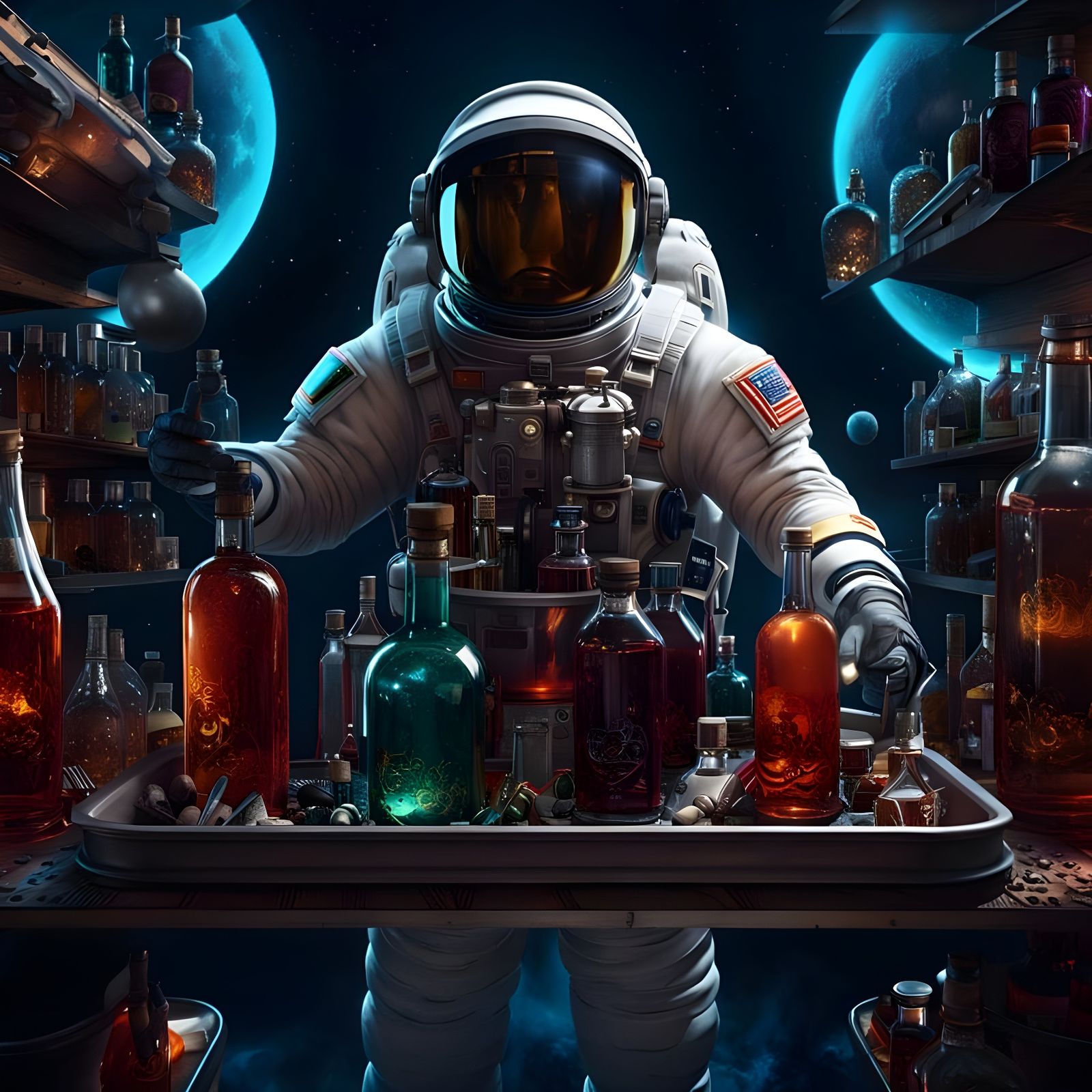 Astronaut bartender - AI Generated Artwork - NightCafe Creator