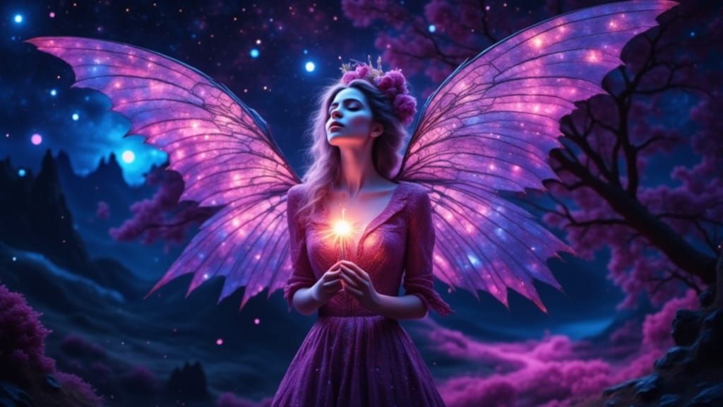 Violet woman of sparkle night of dark and light to be bold in the heart of sight <lora:Sparkle Night:1.0> 