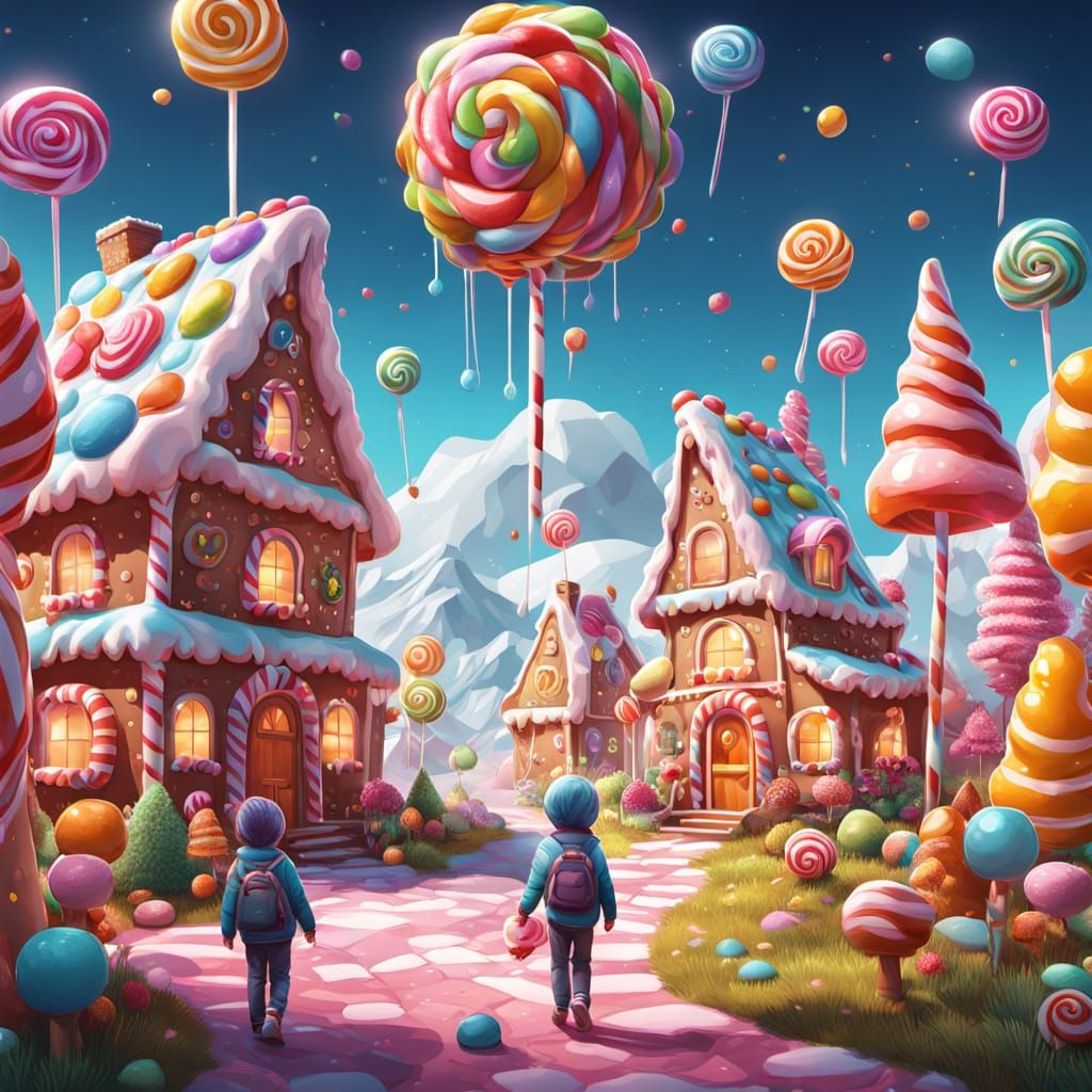 Whimsical Candy City Adventure in Vibrant Colors