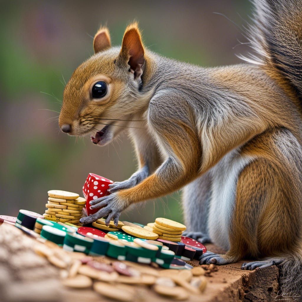 squirrels playing poker for peanuts