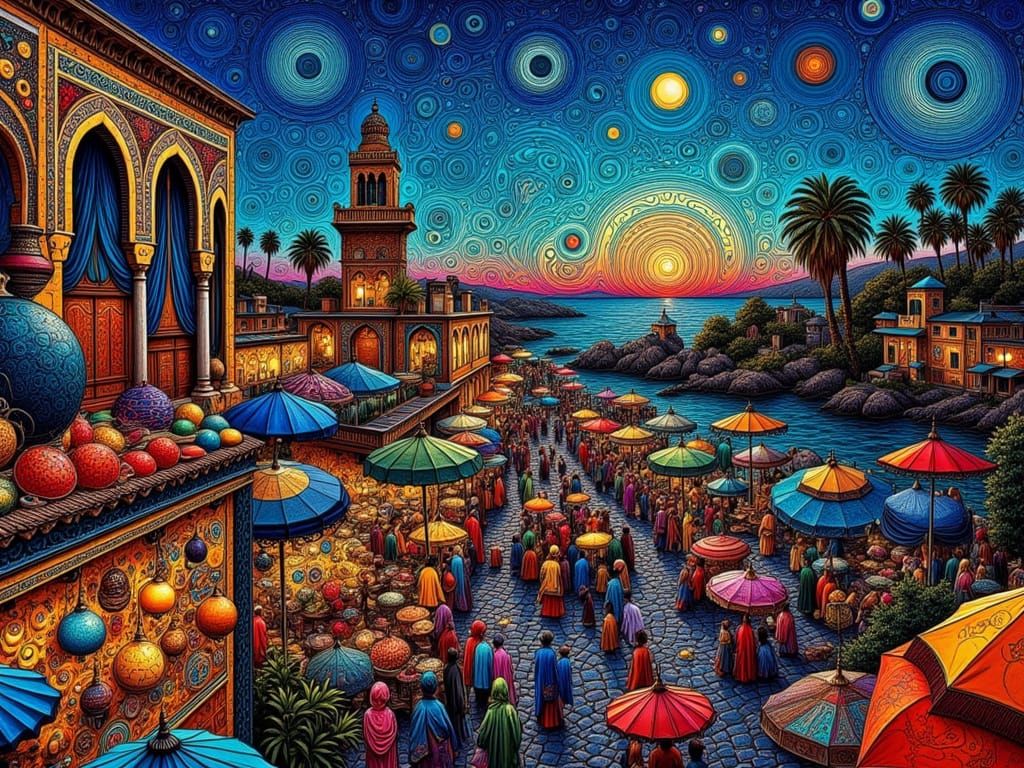 Sumatra's market at sunset
