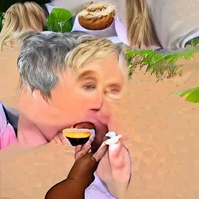 Ellen DeGeneres eating Oprah Winfrey