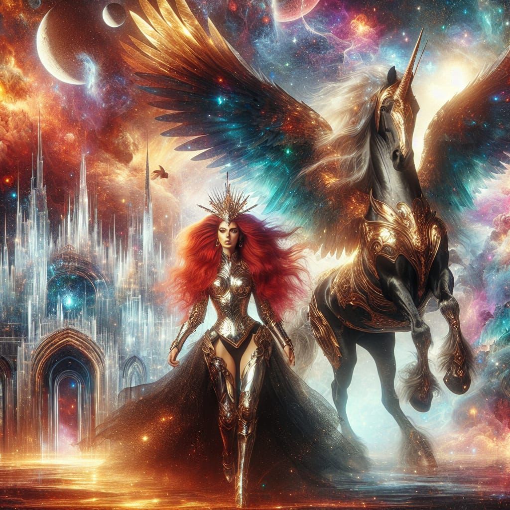 Majestic Unicorn Pegasus and Warrior Queen