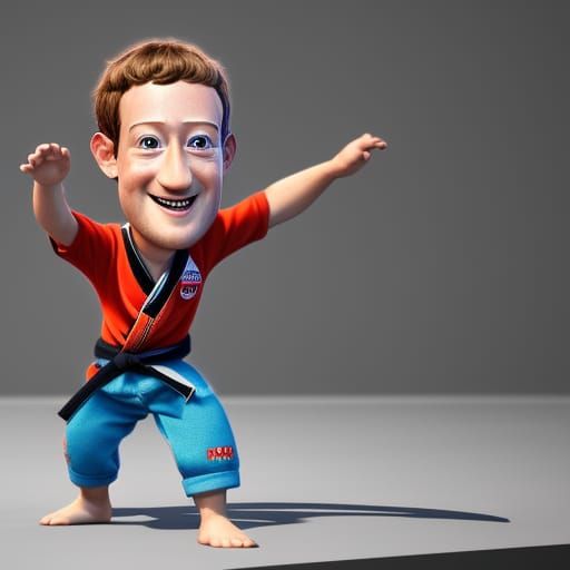 Mark Zuckerberg with judo clothes cute caricature - AI Generated ...