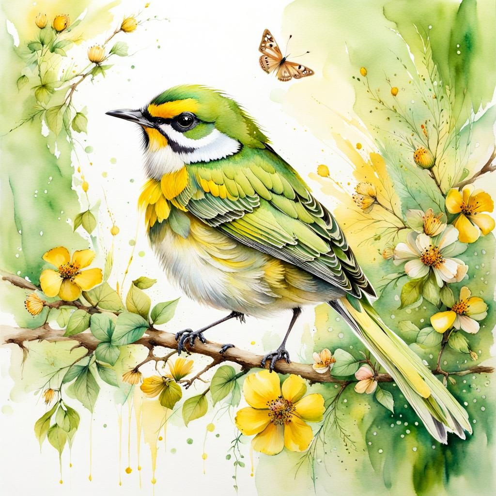 Bird in spring  by @Mini aiArt
