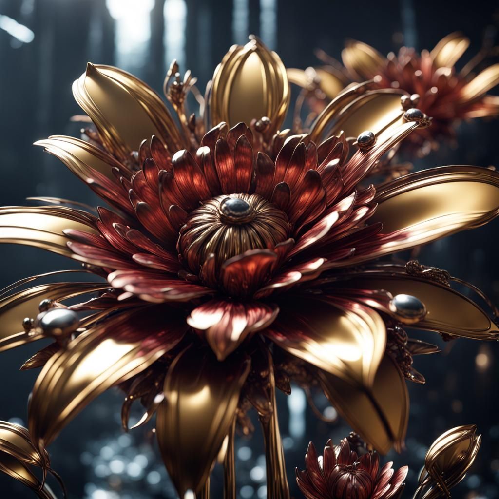 shiny metal flowers   by @Sharoja