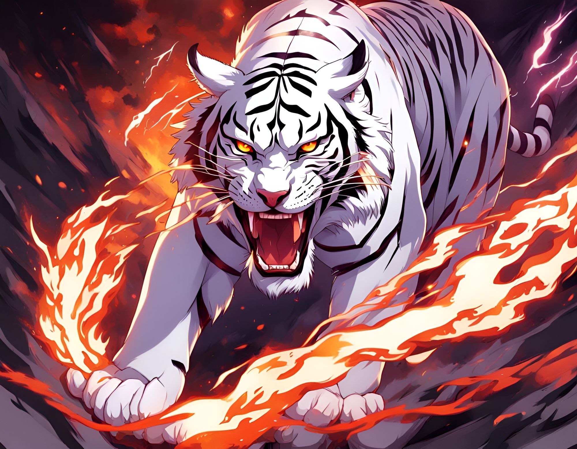 Drawing Tigers Sitting - White Tiger Anime Png, Transparent Png - kindpng