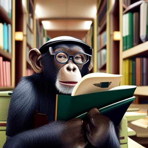 A chimpanzee dressed as a university professor