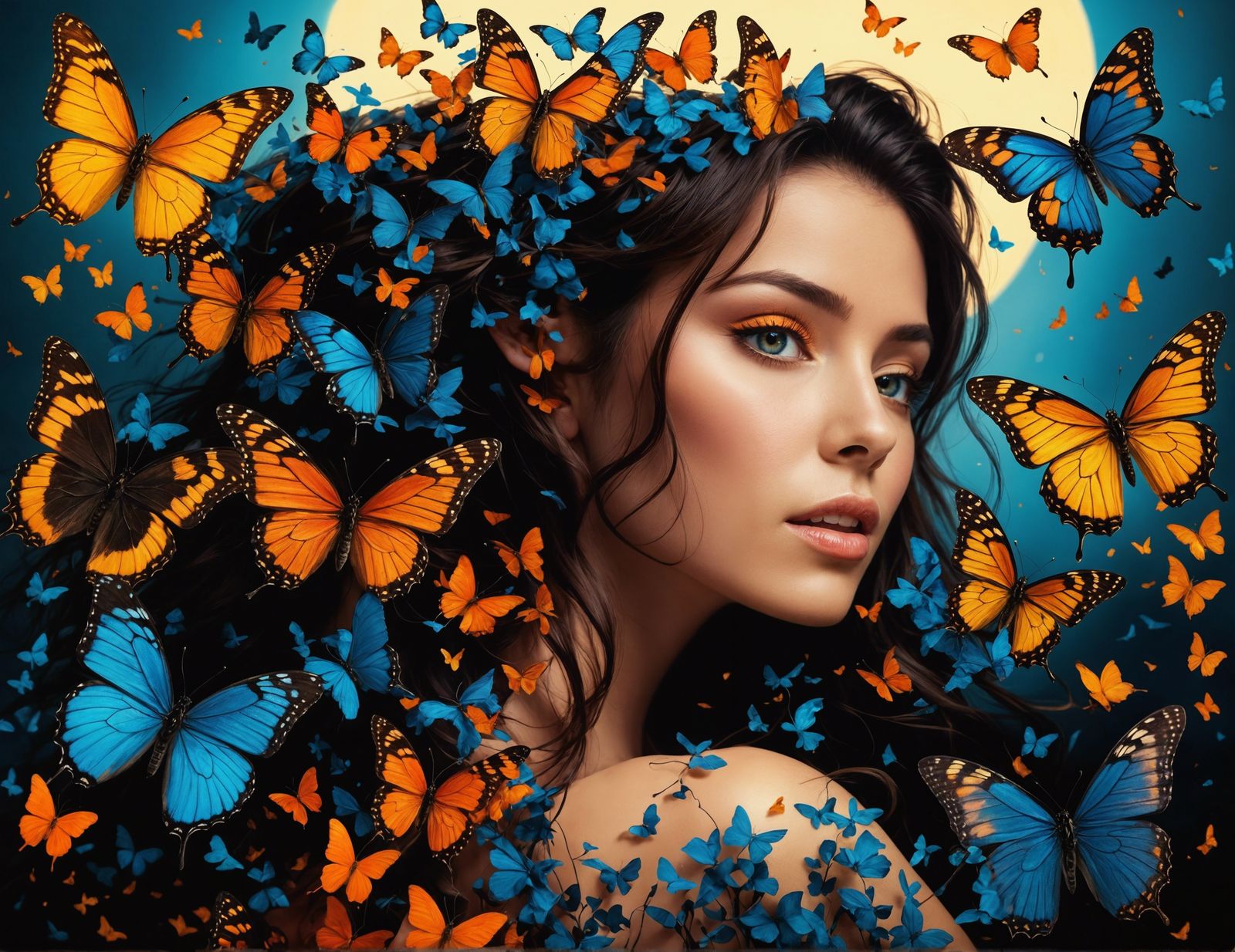 beautiful woman with butterflies