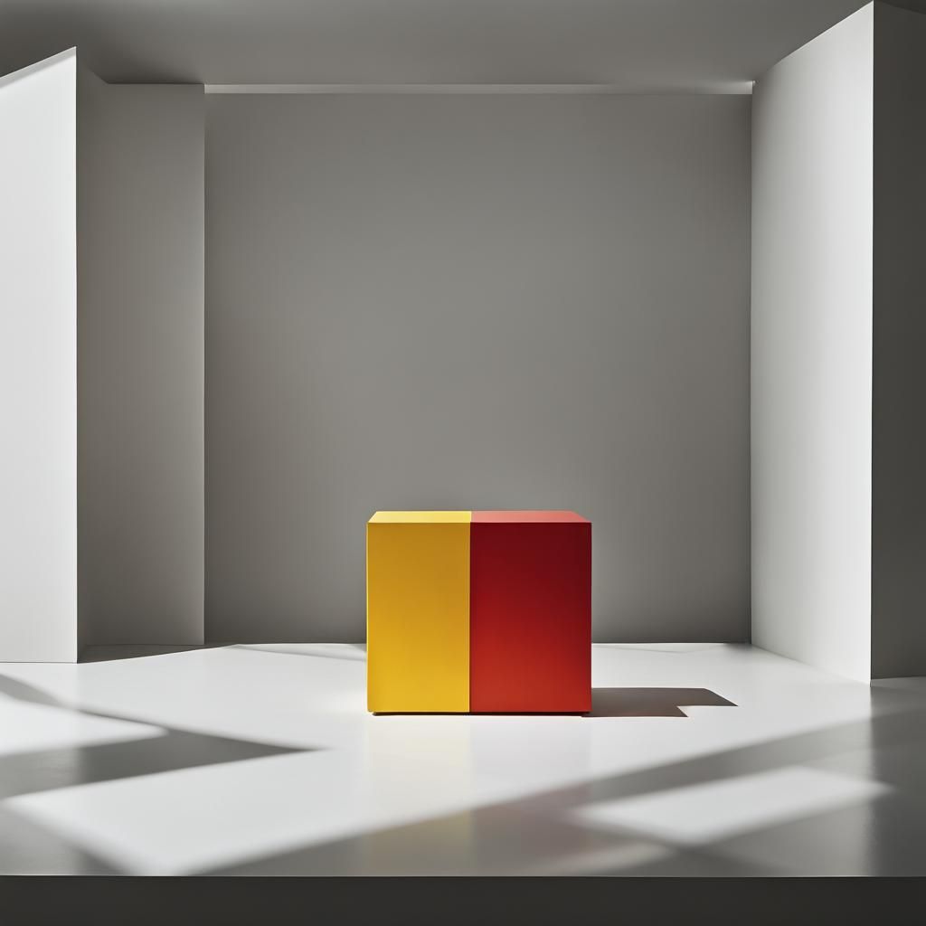 objects in a minimal room, in the style of Serge Moreno Cohe...