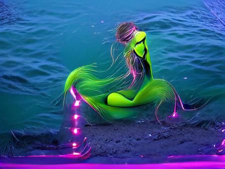 neon green mermaid