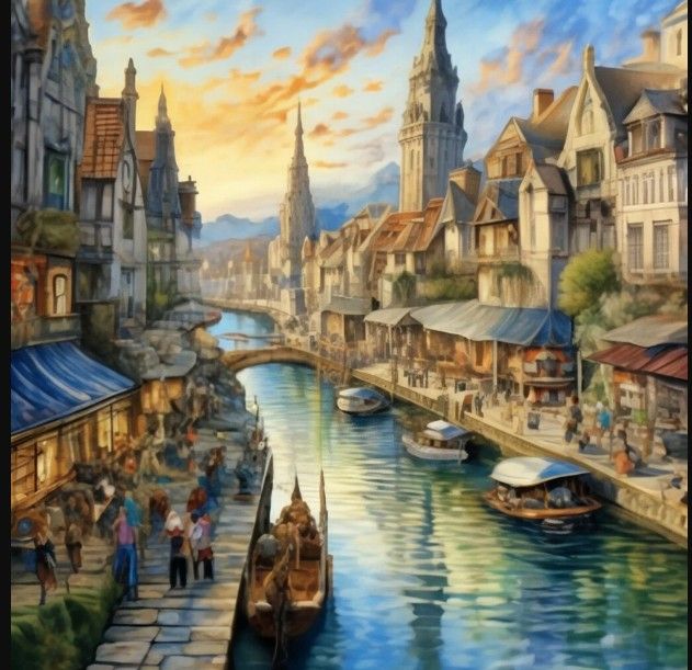 Каналы маленького приморского городка...