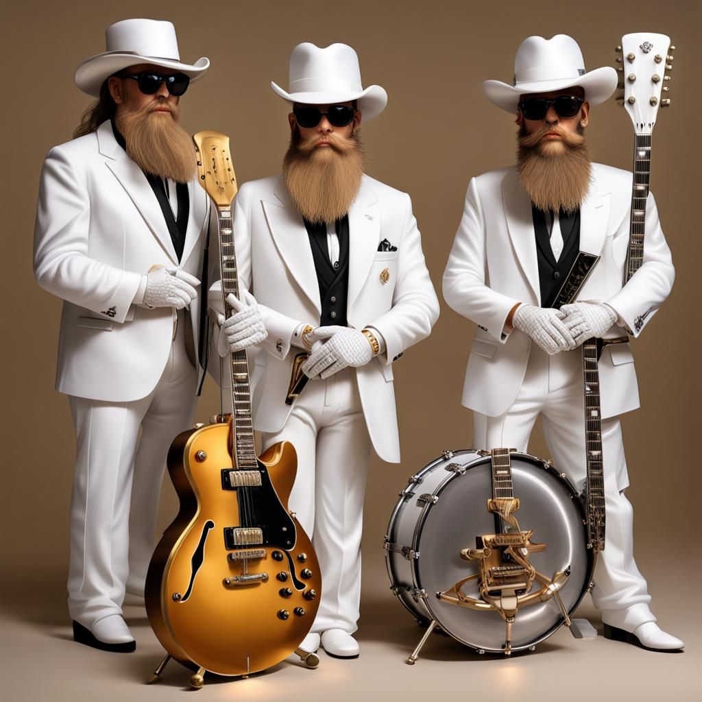  ZZ TOP, dressed in detailed Clean shirt, new shoes, Silk su...