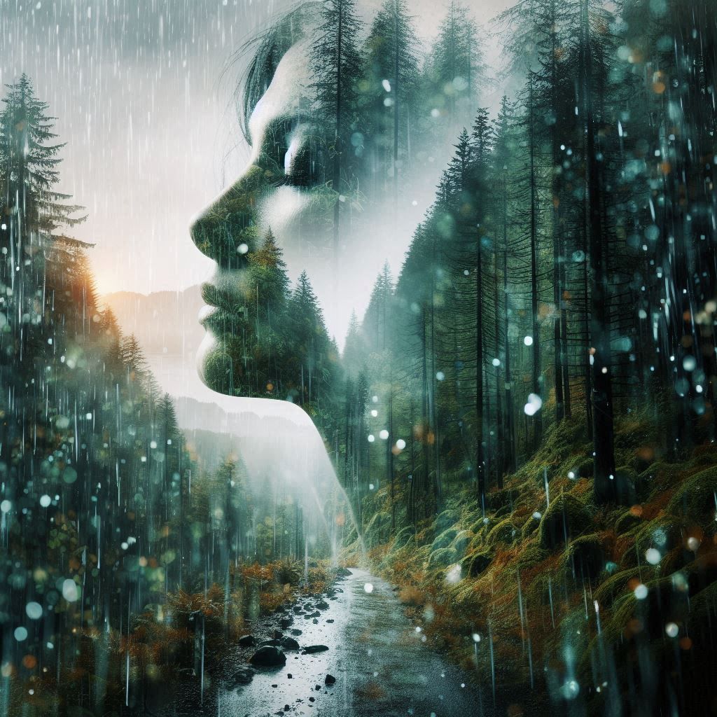 double exposure beautiful fantasy DALL-E 3 portrait landscap...