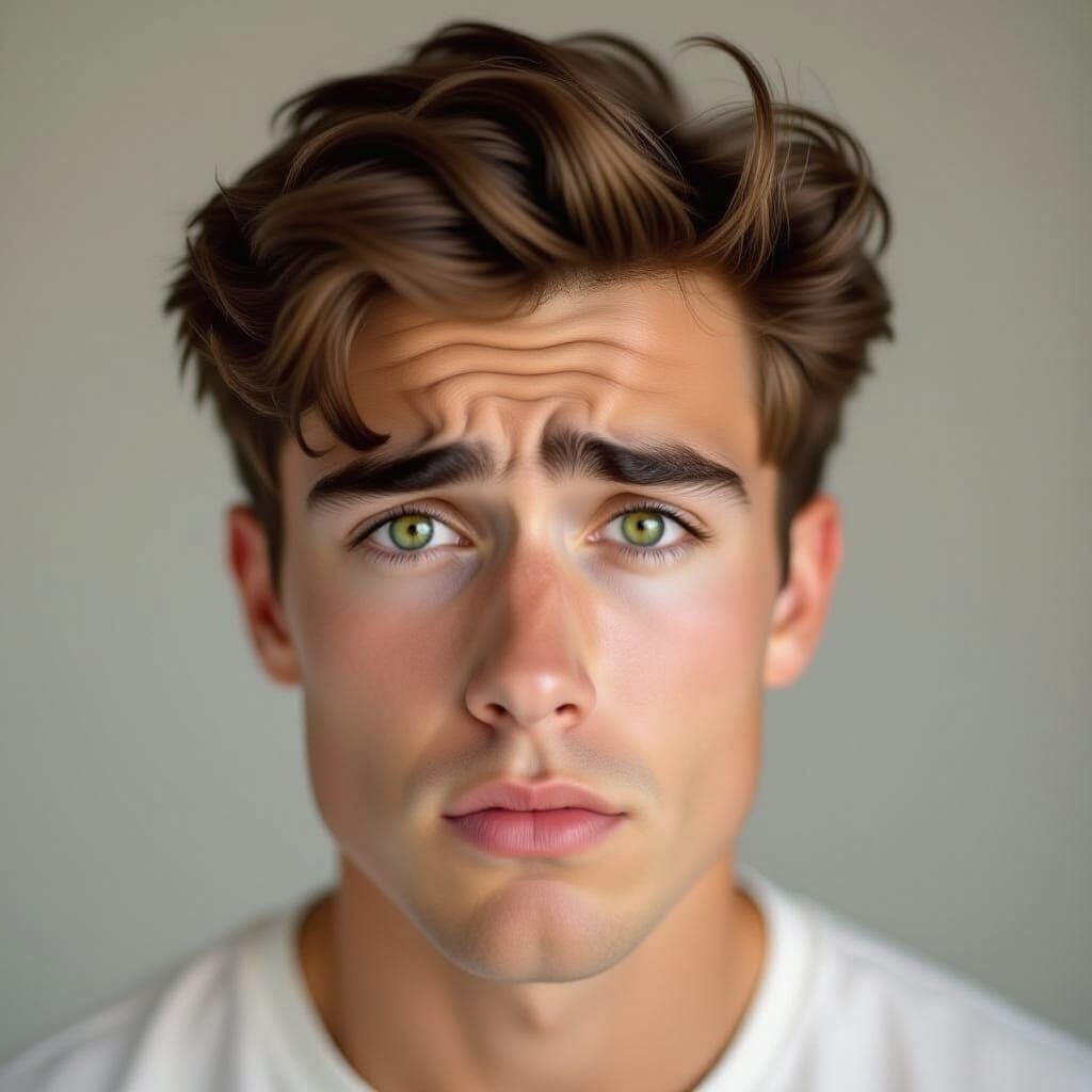 Confused Young Man Portrait in Cinematic Style