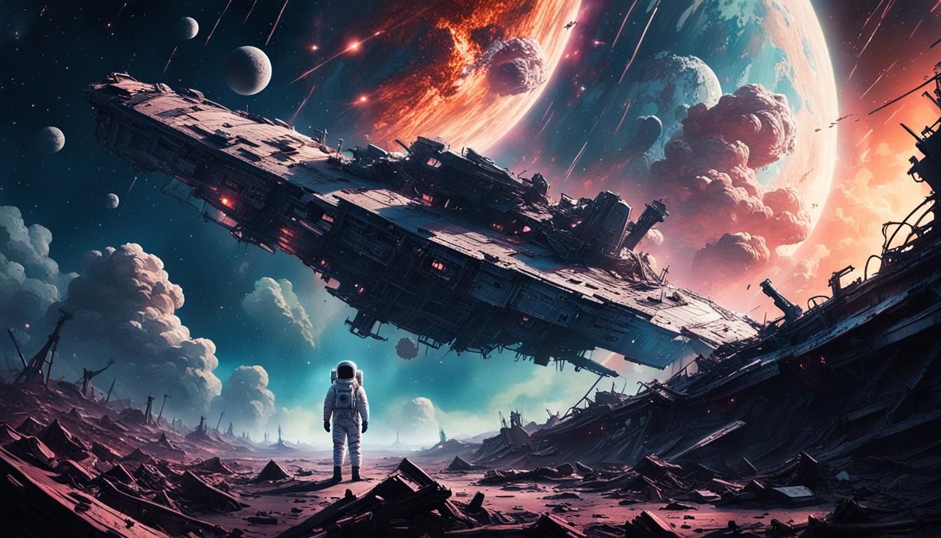 Astronaut in Ravaged Galaxy: Matte Painting