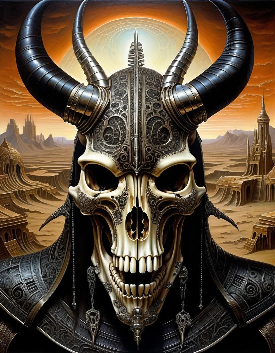 H.R. Giger armored donkey skull - AI Generated Artwork - NightCafe Creator