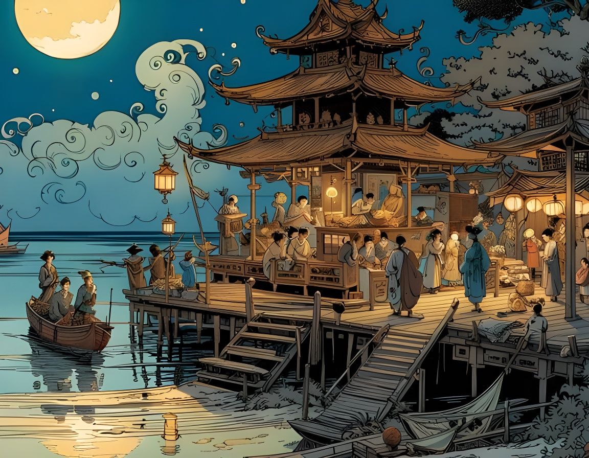 Fishing Party Comes Home by Moonlight in Okinawa  by @Matt