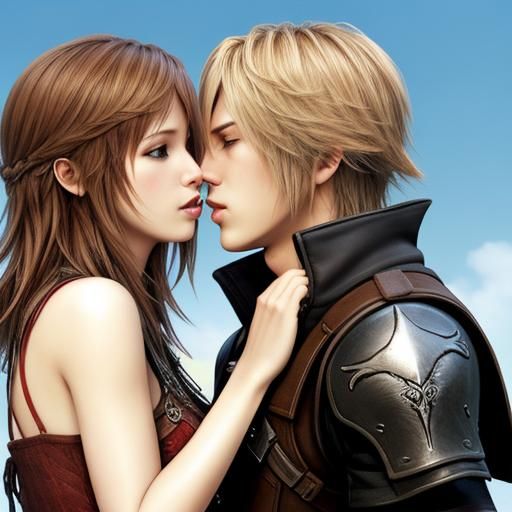 The kiss in Final Fantasy XIII style