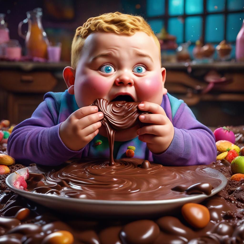 Augustus Gloop and His Obsession with Chocolate - AI Generated Artwork ...