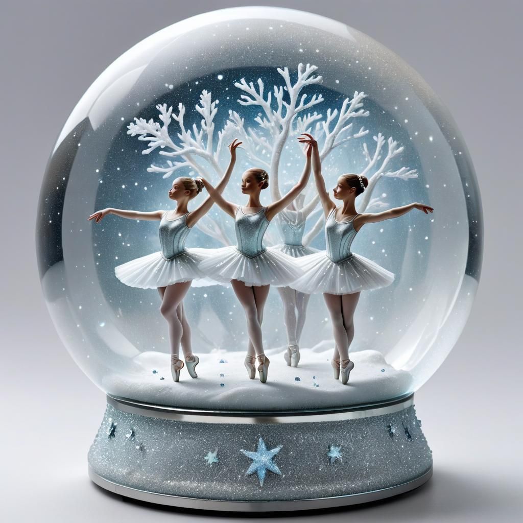 Swan Lake Snow Globe - AI Generated Artwork - NightCafe Creator